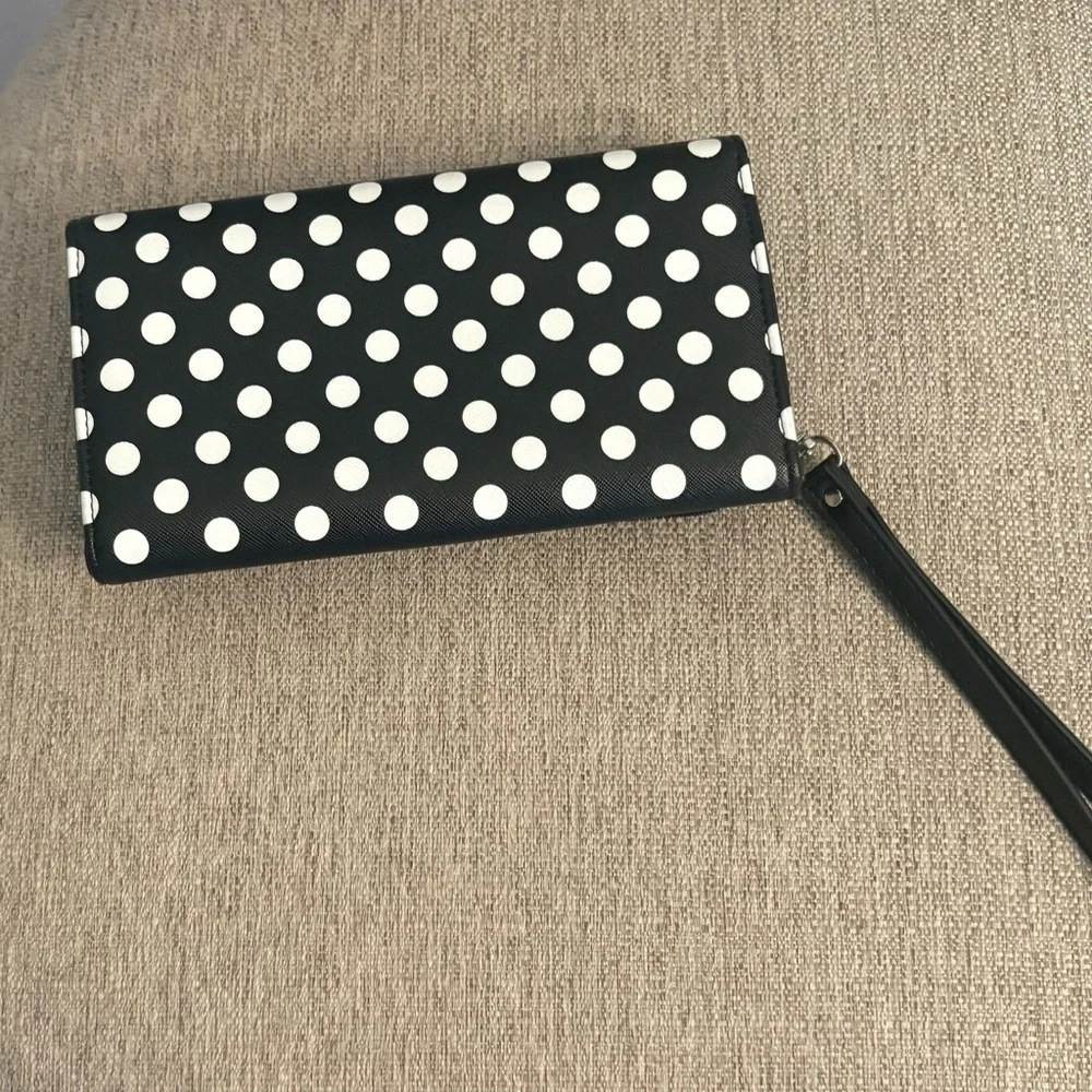 Minnie mouse Disney Park Polka Dot Wristlet with Red Bow